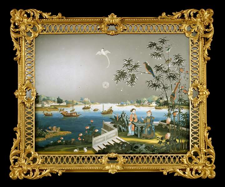 A GEORGE III CHINESE EXPORT MIRROR PAINTING

